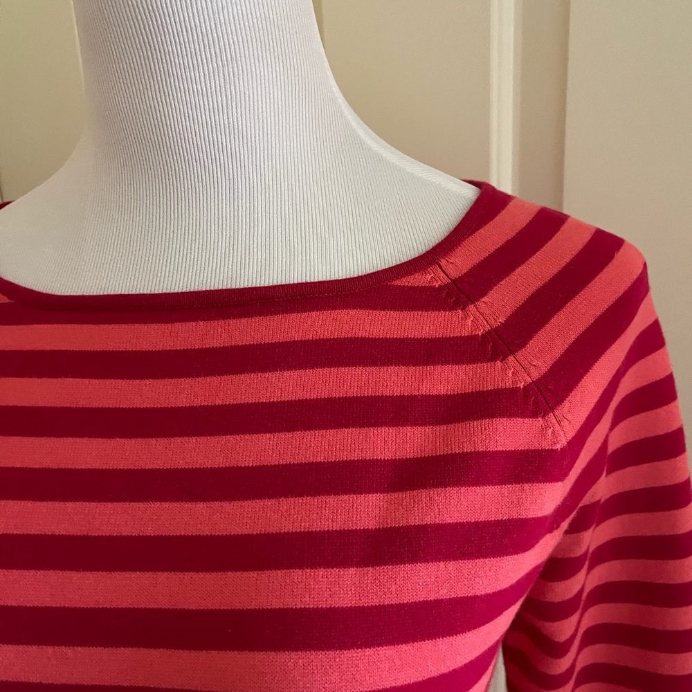 New Talbots Women’s Size Medium Striped Pima Cotton 3/4 Sleeve Sweater - Picture 3 of 13